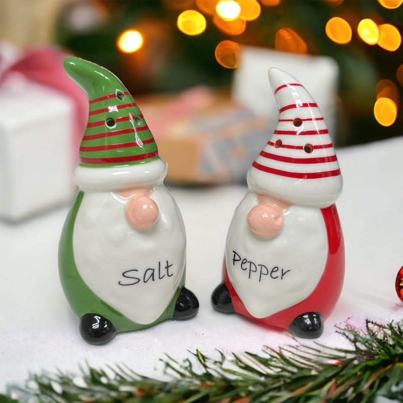 KARALIN Ceramic Salt & Pepper Shaker Sets Holiday Christmas Salt and Pepper Shaker Kitchen Tabletop Accessories Cute Farmhouse Design Family Gifts with Gift Box (Red & Green) - Image 3